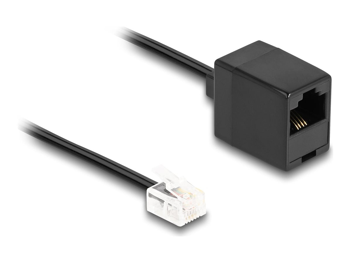 DELOCK Telefonkabel RJ11 Stecker zu RJ45 Buchse schwarz 1m - Vorderansicht