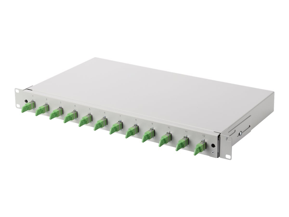 DIGITUS Ausziehbare Glasfaser - Spleissbox 1U Equipped 12x E2000 Simplex