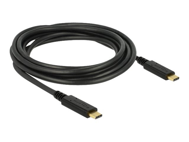 DELOCK USB 2.0 Kabel Type-C zu Type-C 3 m 5 A E-Marker Vorderansicht