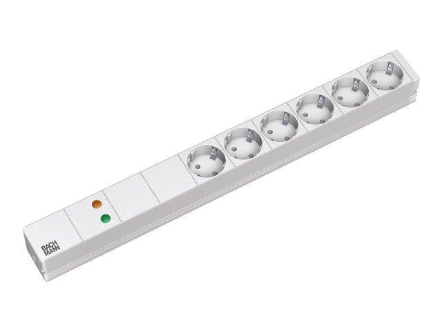 BACHMANN 48,26cm 19Zoll Steckdosenleiste 6-fach mit GVS ohne Schalter - Vorderansicht