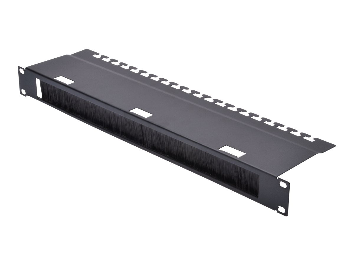 DIGITUS Kabeldurchführungspanel 48,3cm 19Zoll 1HE schwarz - Vorderansicht