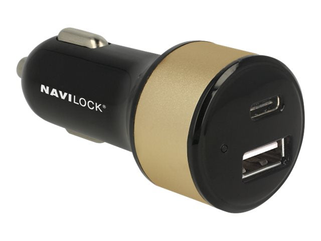 NAVILOCK Kfz Ladeadapter 1 x USB Type-C + 1 x USB Typ-A