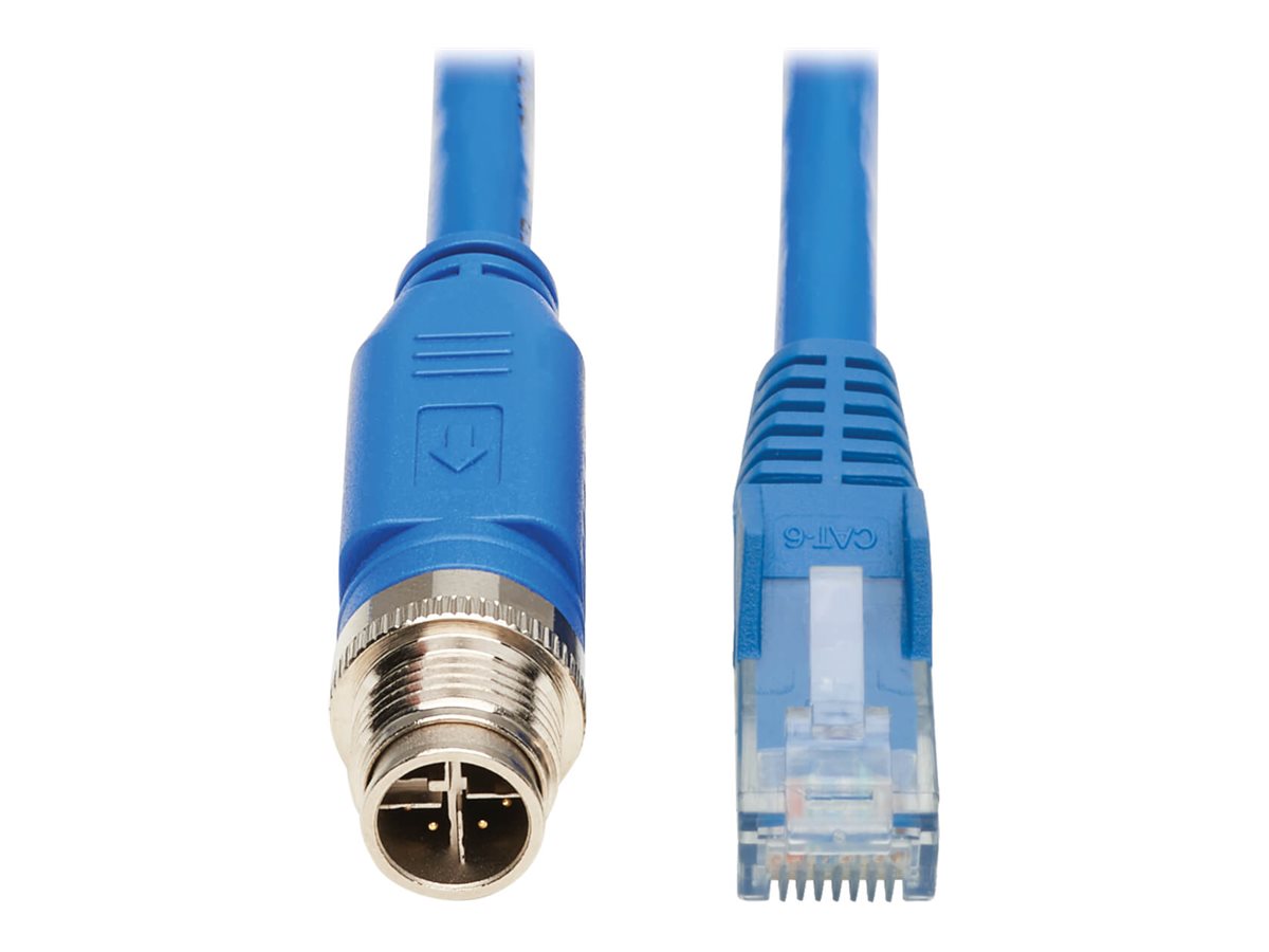 EATON TRIPPLITE M12 X-Code Cat6 1G UTP CMR-LP Ethernet Cable M12m/RJ45m IP68 PoE Blue 5m 16