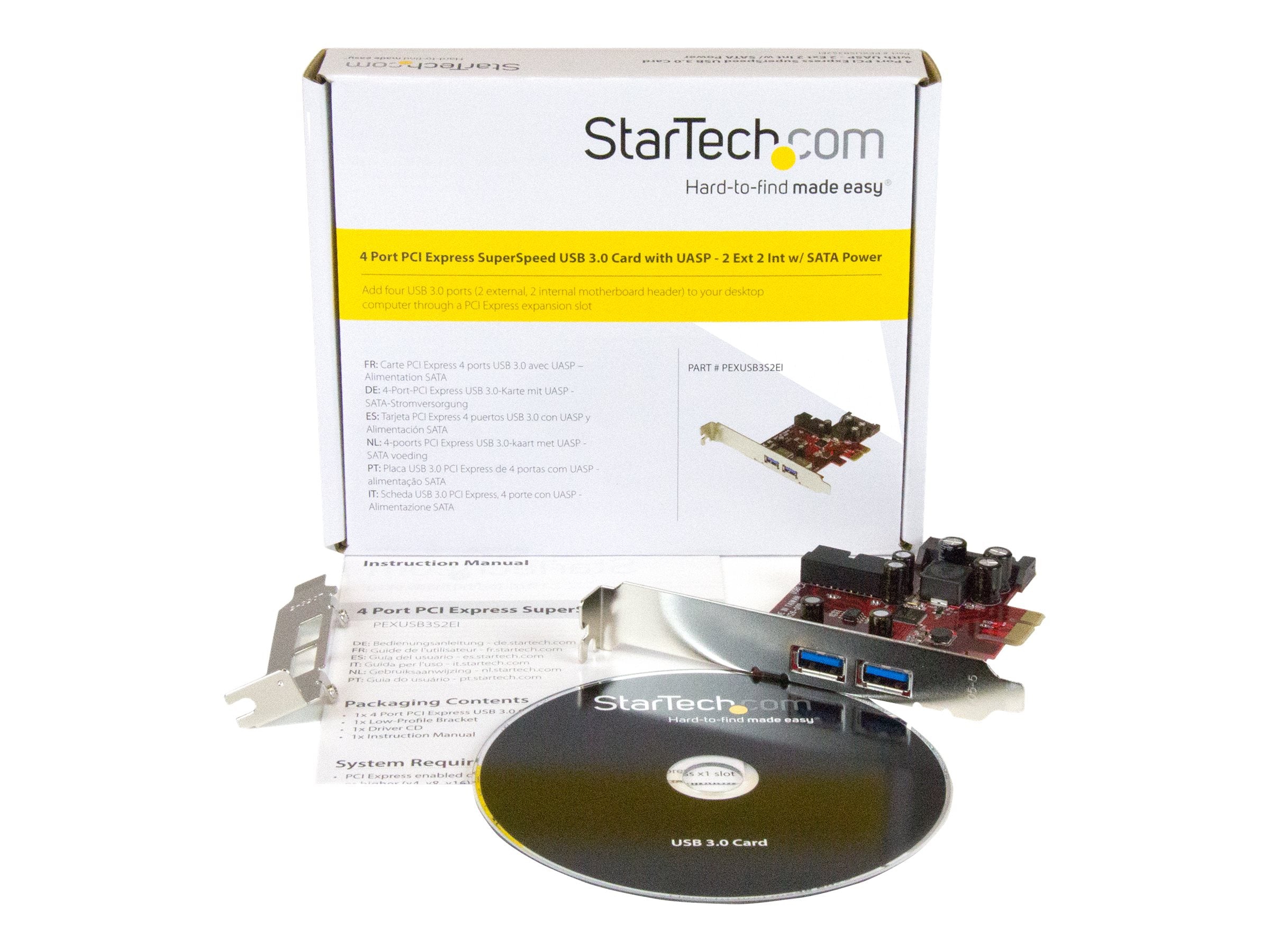STARTECH.COM 4 Port USB 3.0 PCI Express PCIe Controller Card - Anschlussansicht