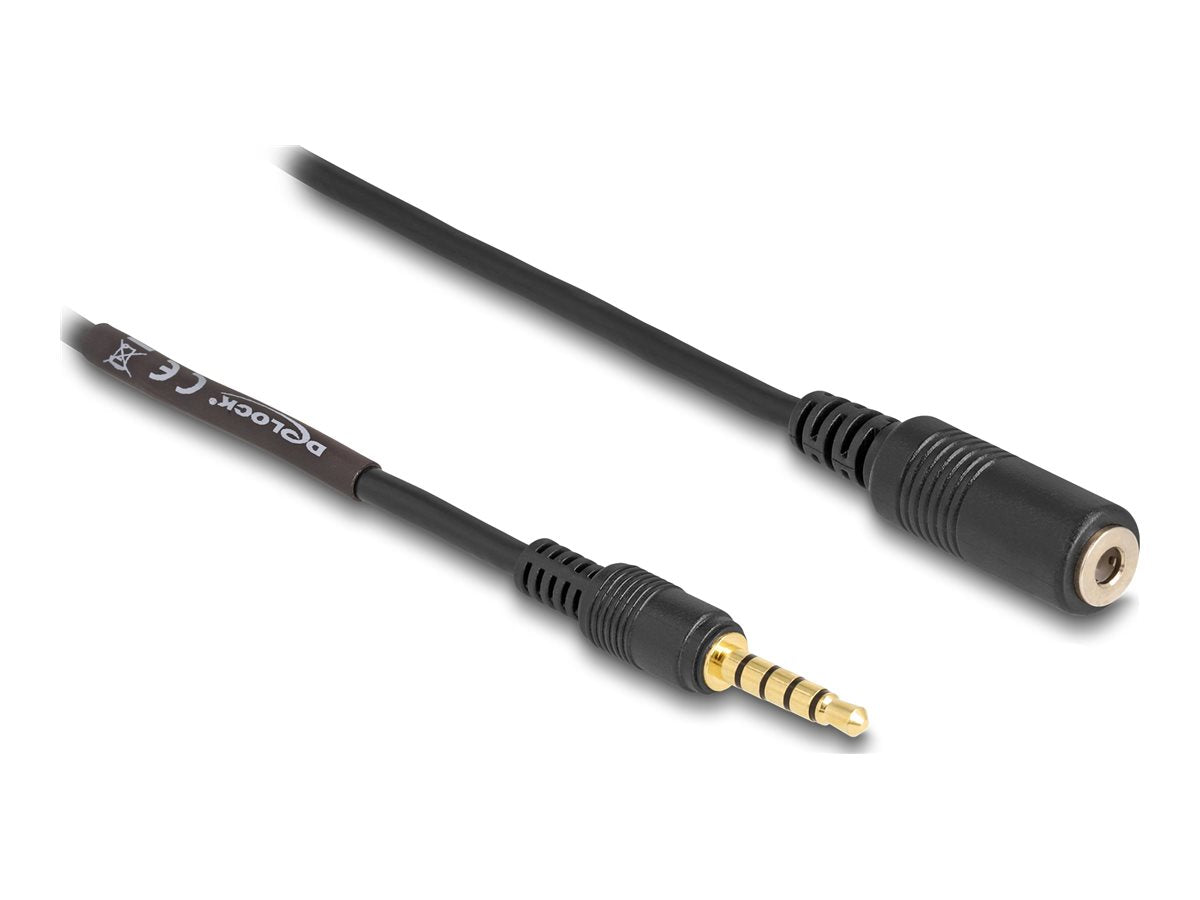 DELOCK Verlängerungskabel Klinke 3,5mm 5 Pin Stecker zu Buchse 3m schwarz - Vorderansicht