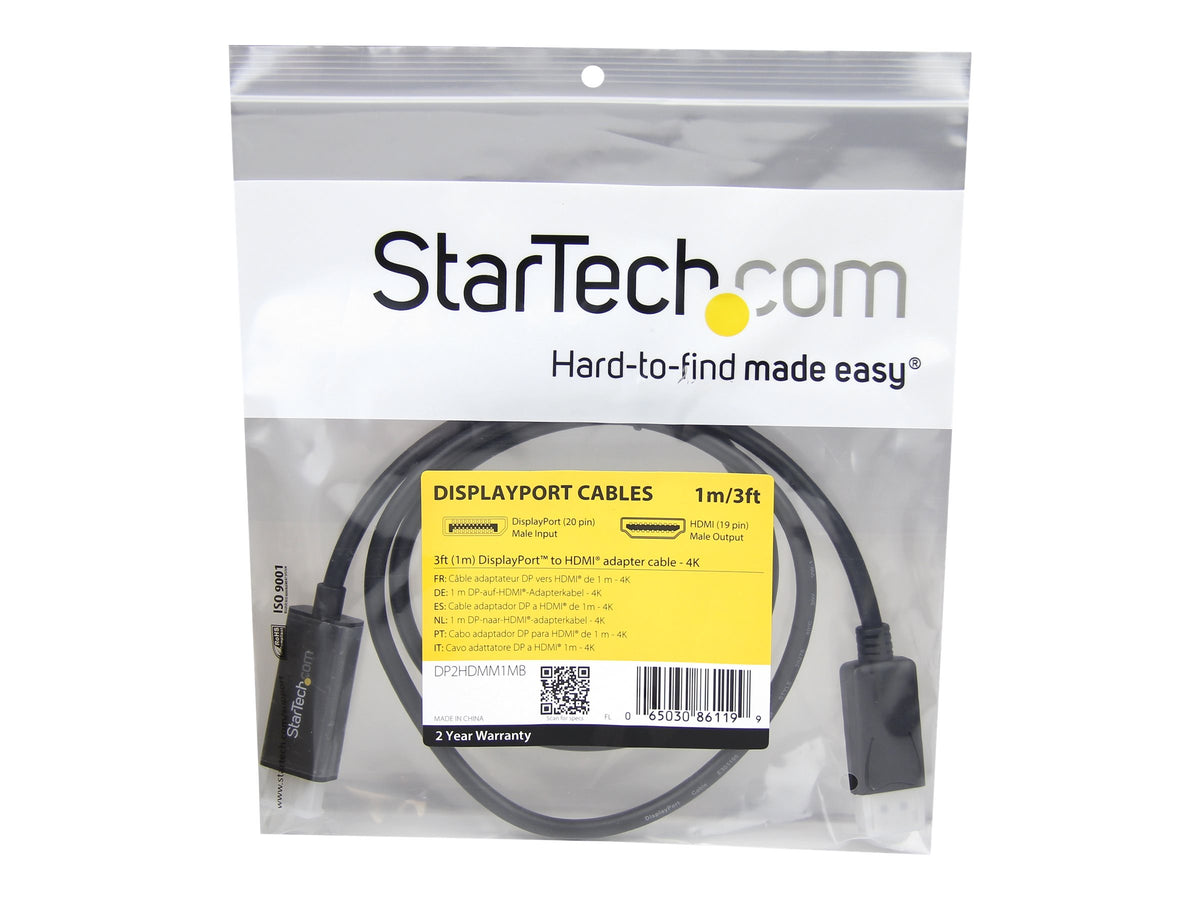 STARTECH.COM DisplayPort to HDMI Converter Cable - 3 ft 1m - 4K