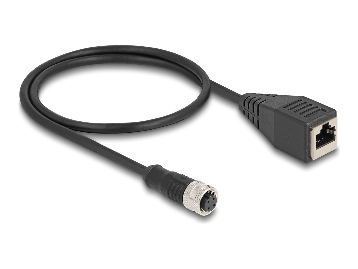 DELOCK M12 Adapterkabel D-kodiert 4 Pin Buchse zu RJ45 Buchse 50cm - Vorderansicht