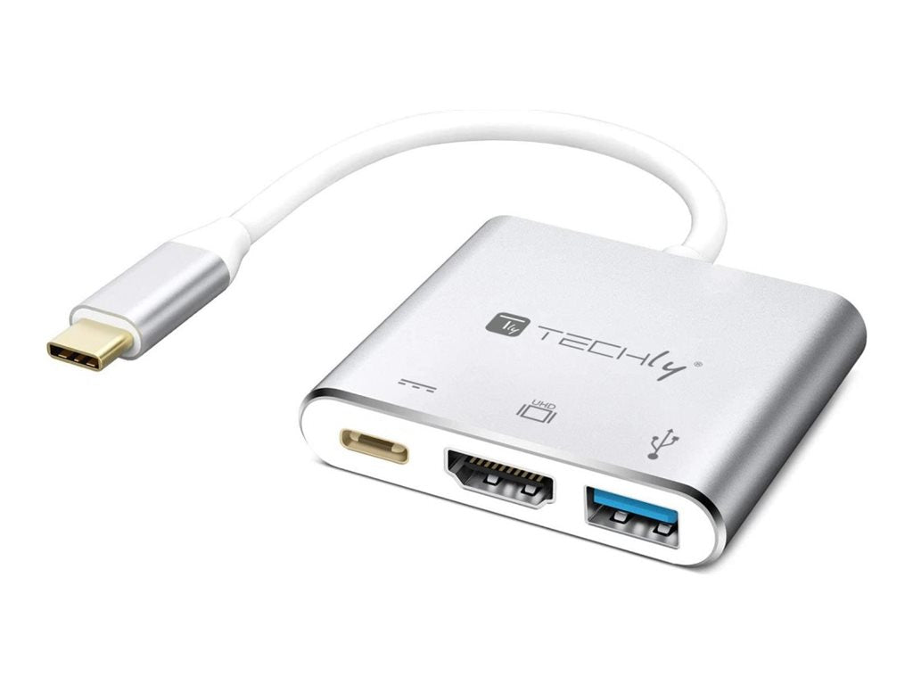 TECHLY USB 3.1 Konverter USB-C M auf USB F HDMI F USB-C F PD Vorderansicht