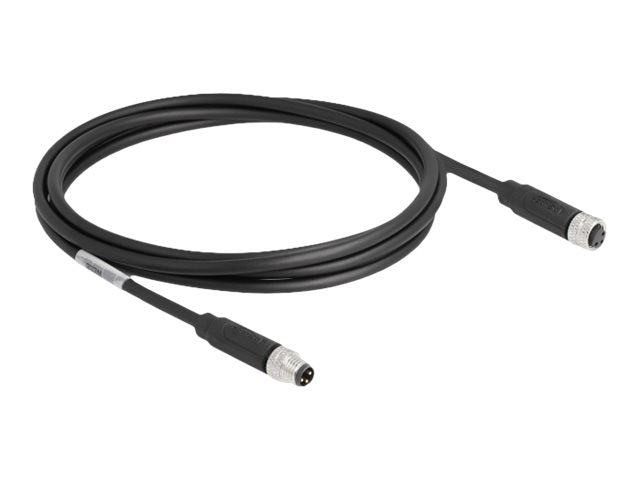 DELOCK M8 3 Pin Kabel A-kodiert Stecker zu Buchse PUR TPU 2m - Vorderansicht