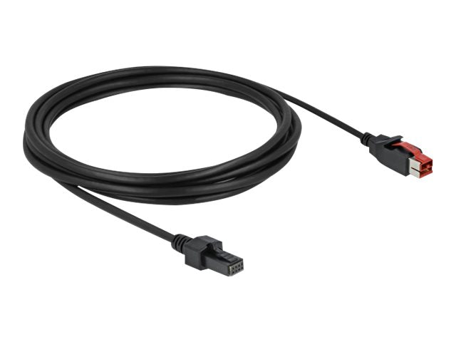 DELOCK PoweredUSB Kabel Stecker 24V zu 2 x 4 Pin Stecker 4m - Vorderansicht