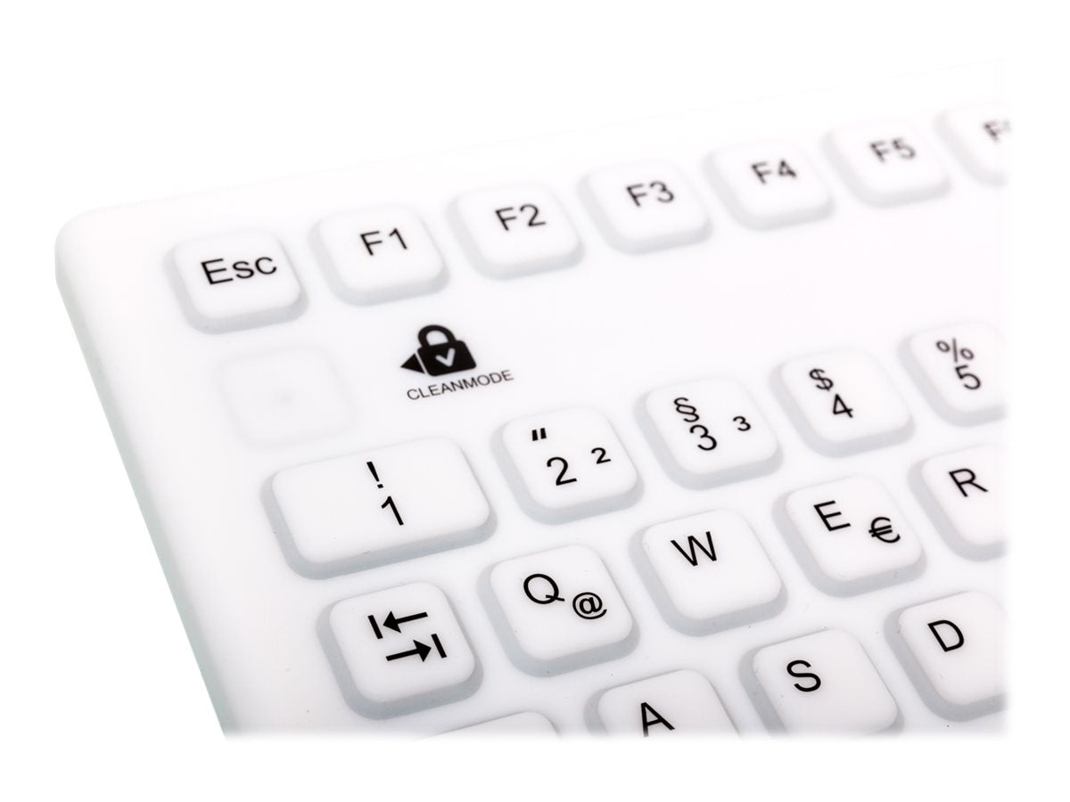 GETT InduProof Smart Compact Silikon Tastatur IP68 wasserdicht desinfizierbar 86 Tasten Farbe: weiss USB Layout: US und EU