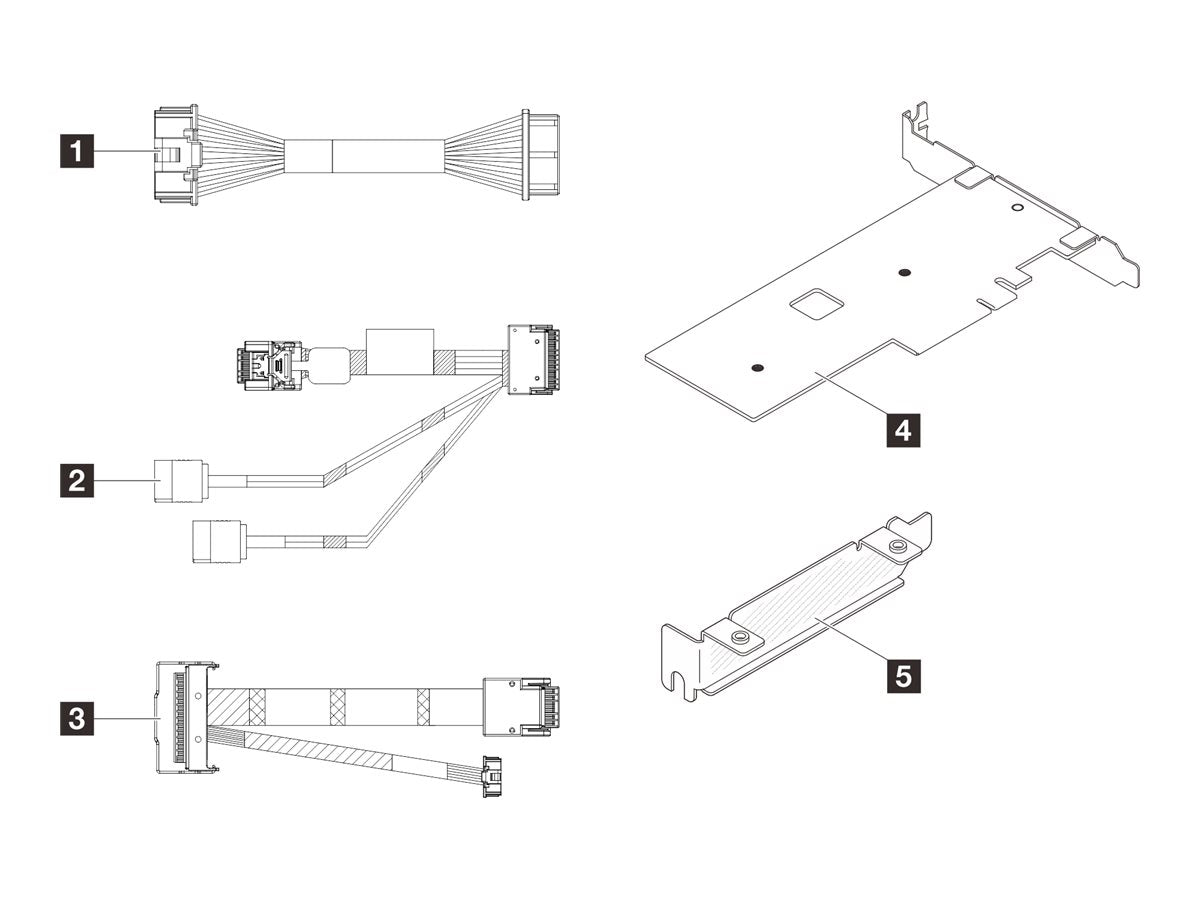 Vorderansicht des LENOVO ISG ThinkSystem SR250 V3/ST250 V3 M.2 Cable Kit