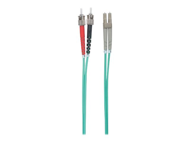 INTELLINET LWL Kabel LC/ST OM3 2m aqua 50/125um Duplex Multimode - Vorderansicht