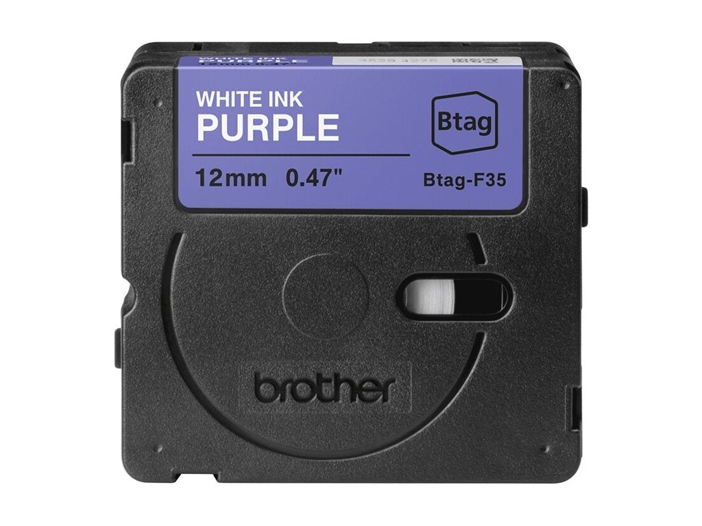 BROTHER 12MM White on Purple BTAGF35 Ribbon Detailansicht