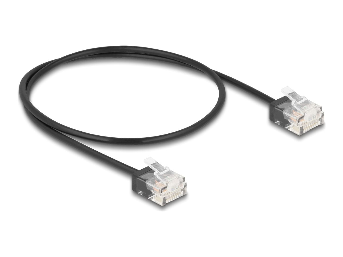 DELOCK RJ45 Netzwerkkabel Cat.6 UTP Ultra Slim 0,5 m schwarz - Vorderansicht