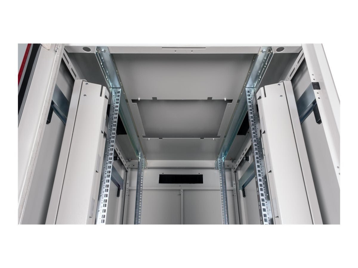Vorderansicht des ROLINE Netzwerkschrank Pro 48,26cm 19Zoll 42 HE 800x1200 BxT Glastür grau