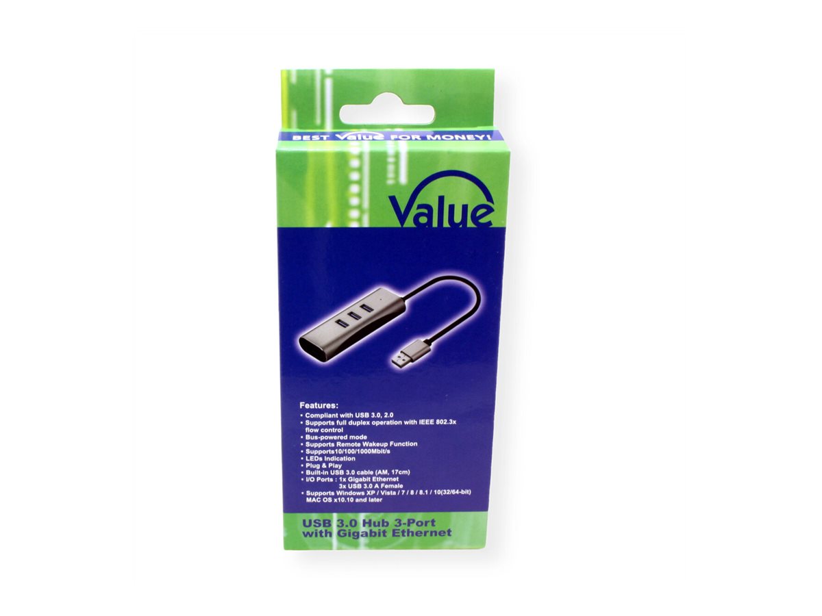 VALUE USB 3.2 Gen 1 zu Gigabit Ethernet Konverter Vorderansicht