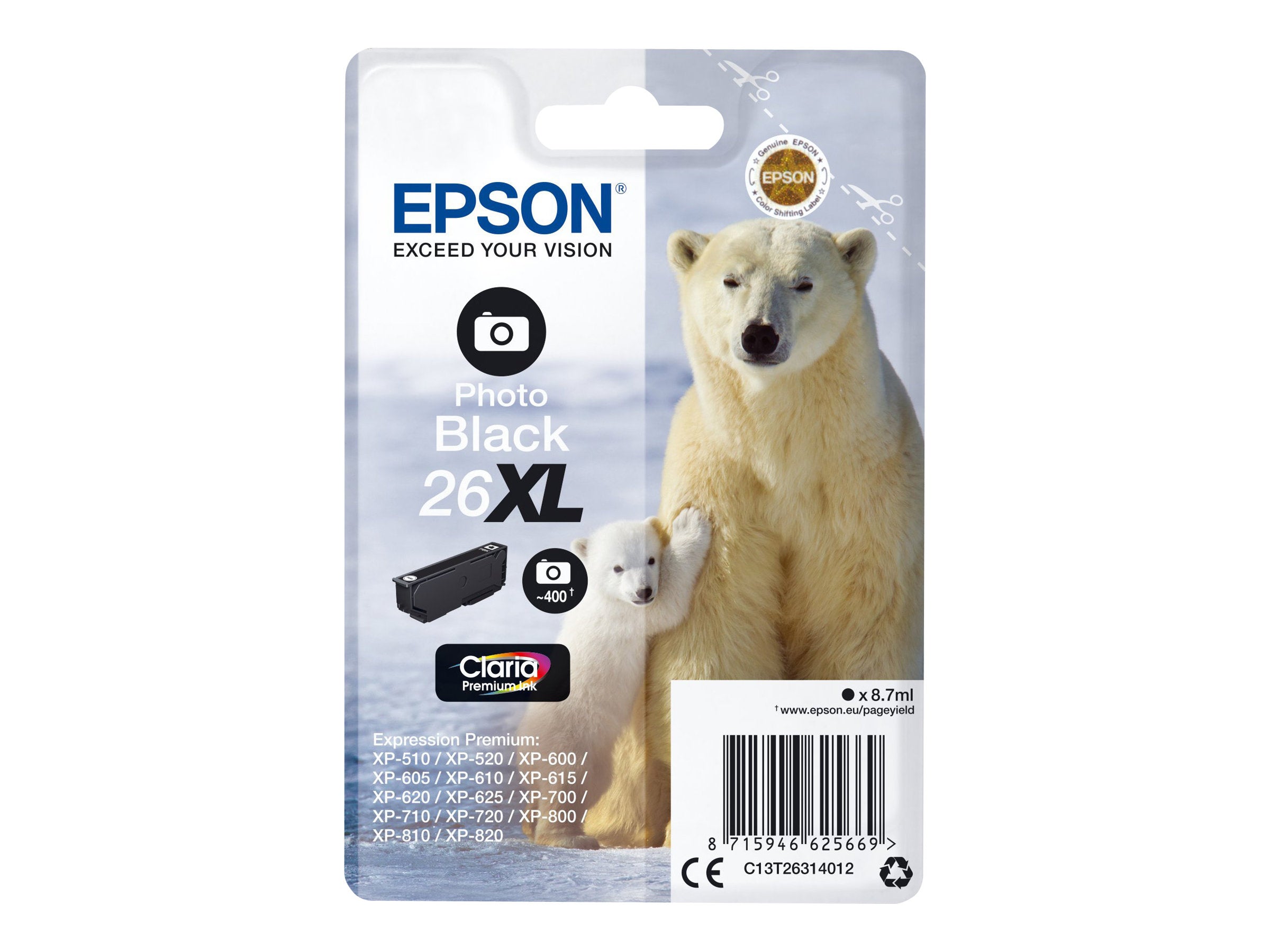 EPSON 5LB 26XL Tintenpatrone photo black Vorderansicht