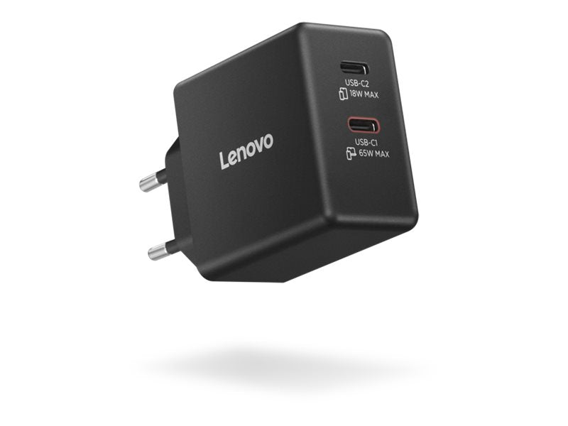 LENOVO Dual USB-C 65W GaN Charger Black EU - Detailansicht