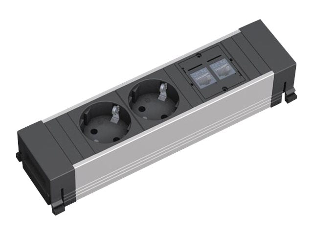 BACHMANN Power Frame 2x Schutzkontakt 2xCAT5e kurz - Vorderansicht
