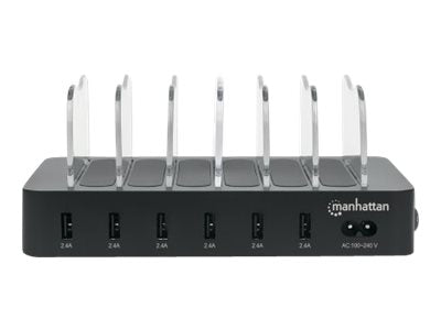 MANHATTAN 6-Port USB-Ladestation Detailansicht der Ports