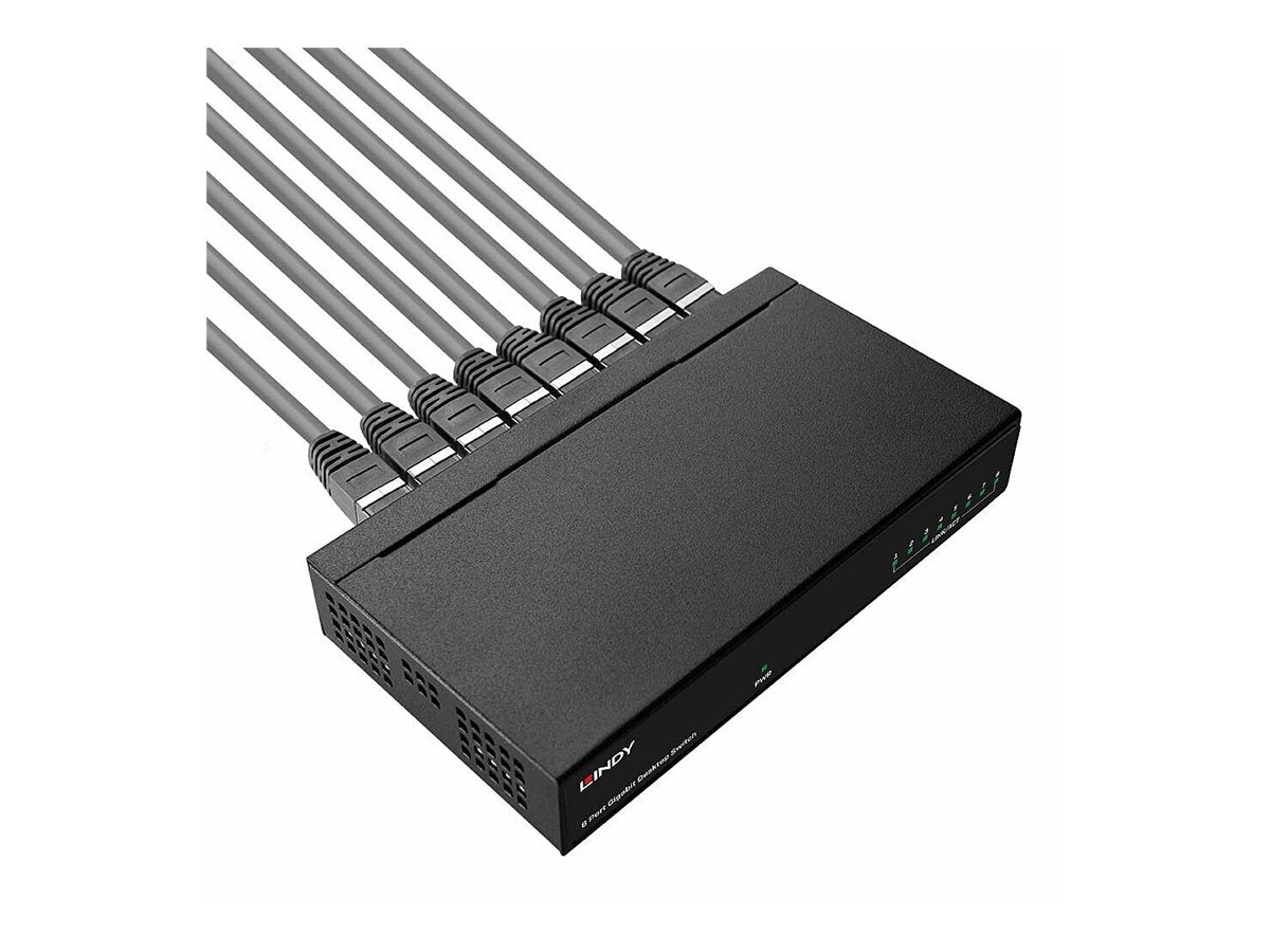 LINDY 8 Port 10/100/1000 GIGABIT Desktop Switch Vorderansicht