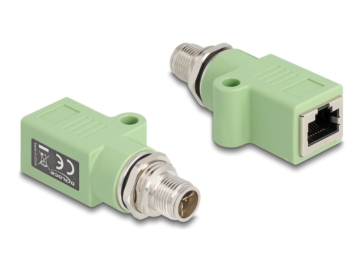 DELOCK M12 Adapter X-kodiert 8 Pin Stecker zu RJ45 Buchse Cat.5e - Vorderansicht