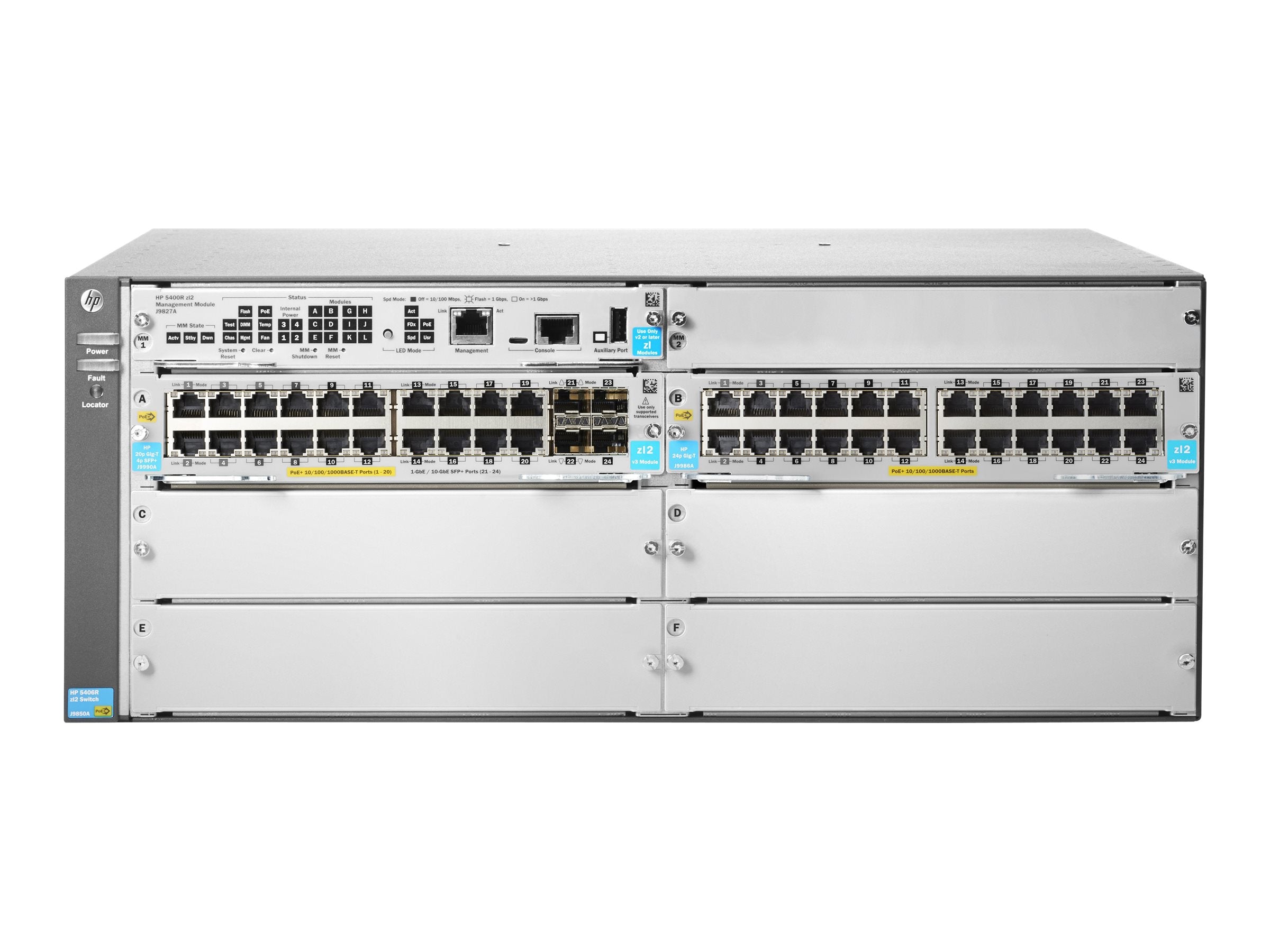 HPE 5406R 44GT PoE+ / 4SFP+ v3 zl2 Switch Vorderansicht