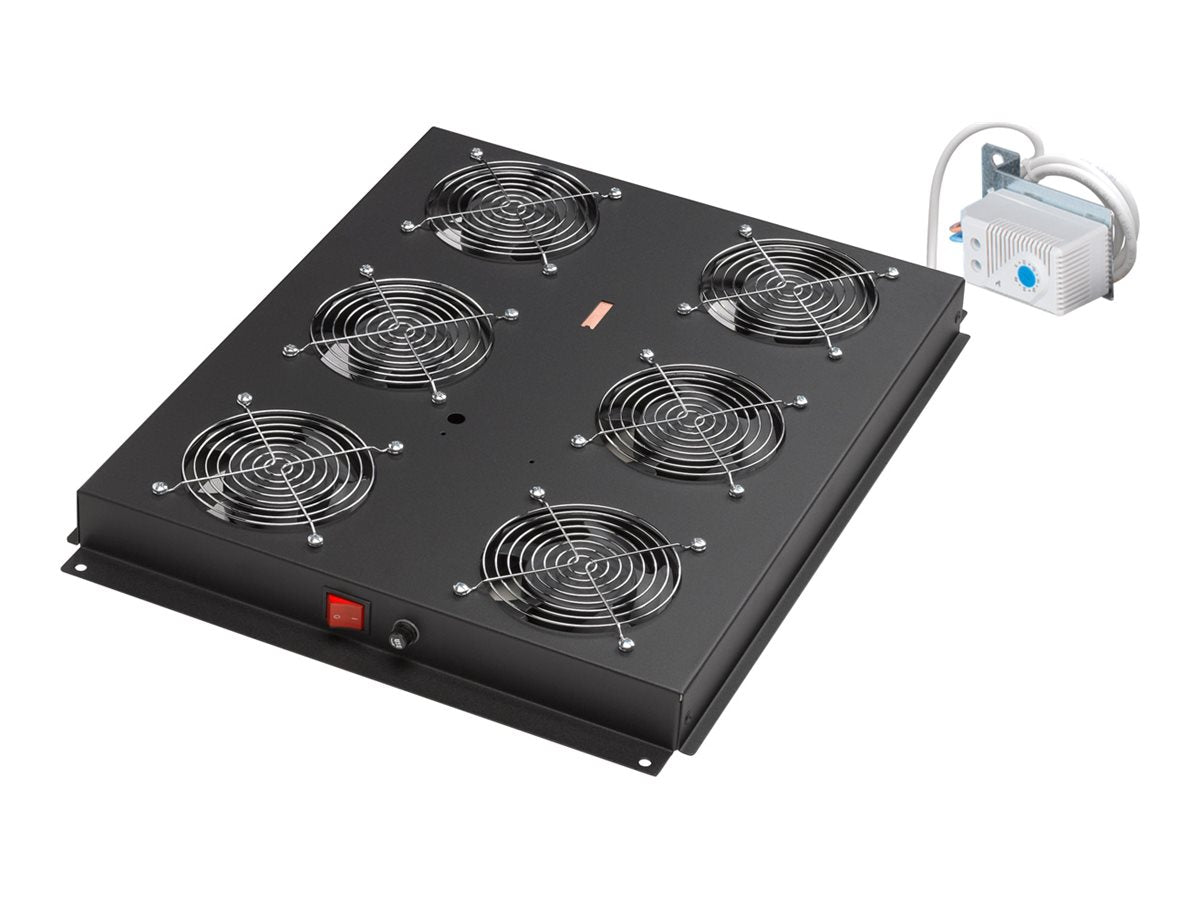 ROLINE Dachluftereinheit 48,26cm 19Zoll 6 Lüfter Thermostat schwarz - Vorderansicht