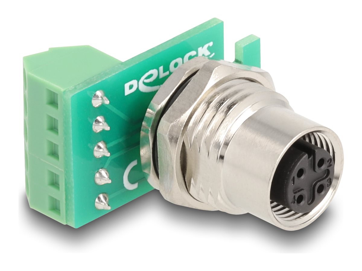 DELOCK M12 ubergabemodul Adapter 4 Pin A-kodiert Buchse zu 5 Pin Terminalblock zum Einbau