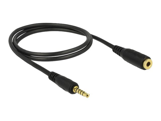 DELOCK Verlängerungskabel Klinke 3,5mm 5 Pin Stecker zu Buchse 1m schwarz - Vorderansicht