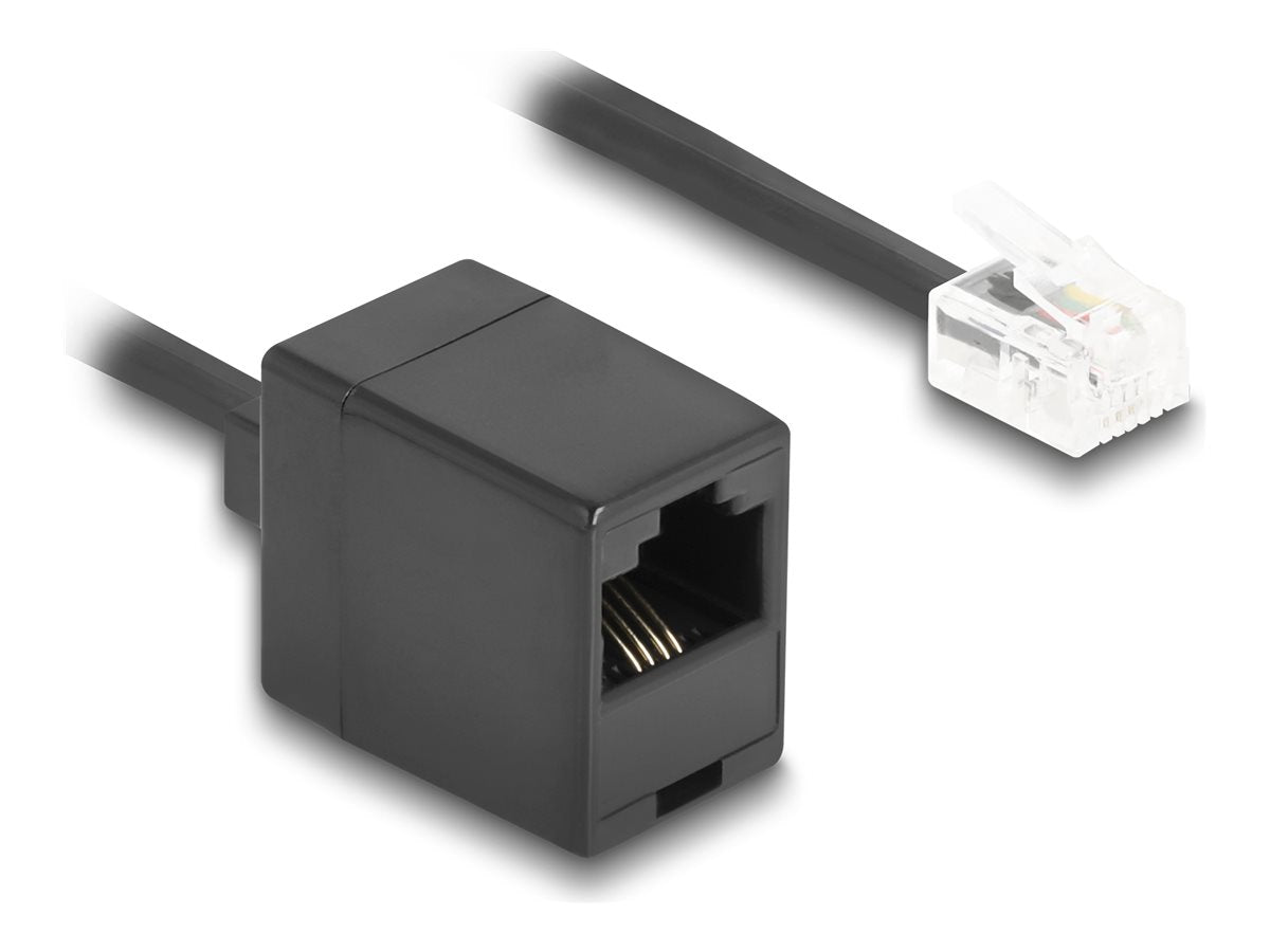 DELOCK Telefonkabel / Spiralkabel RJ11 Stecker zu RJ45 Buchse schwarz 5m