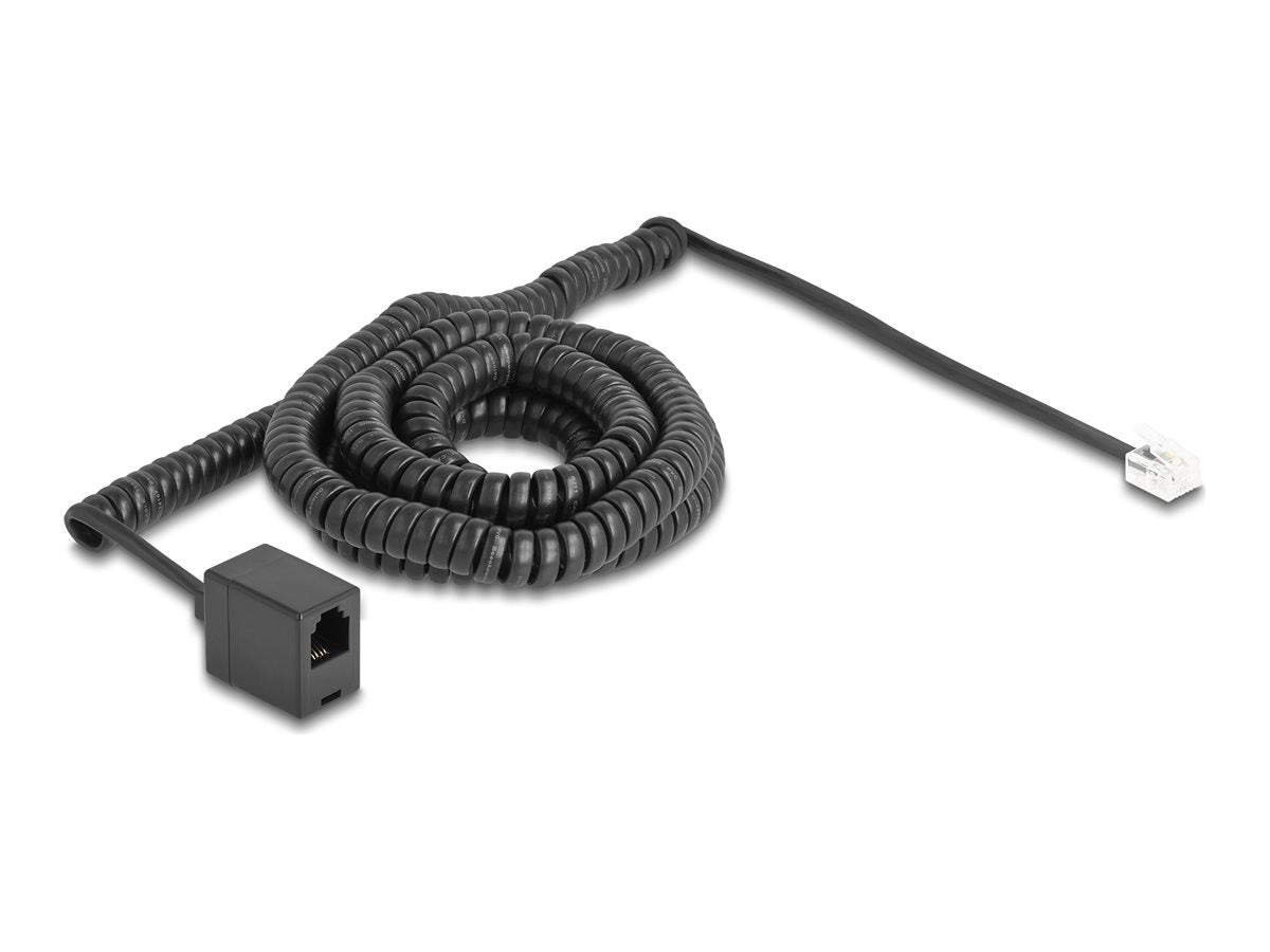 DELOCK Telefonkabel RJ11 Stecker zu RJ11 Buchse schwarz 10m - Vorderansicht