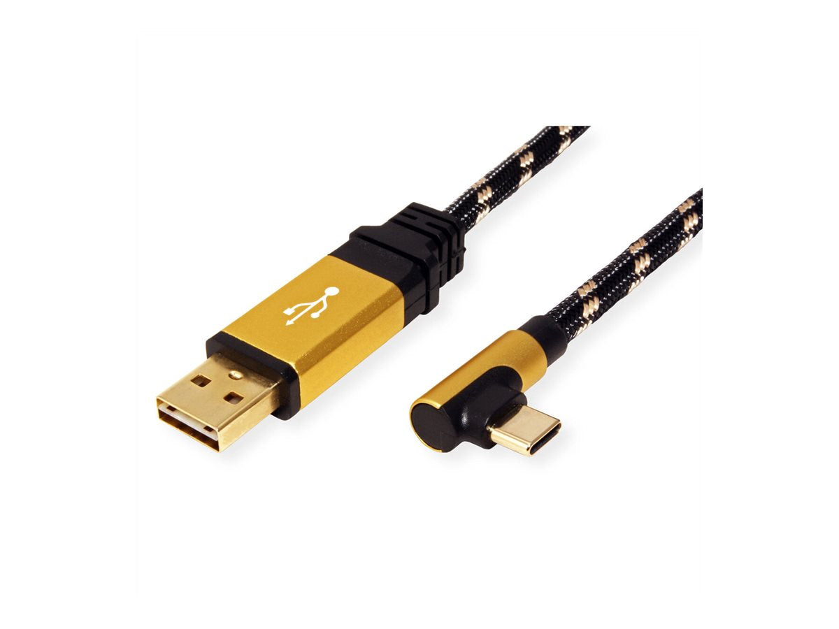 ROLINE GOLD USB 2.0 Kabel USB A ST reversibel - USB C ST gewinkelt 1,8m Anschlussansicht