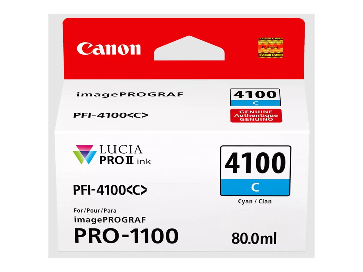 Vorderansicht der CANON INK PFI-4100 Cyan Tintenpatrone