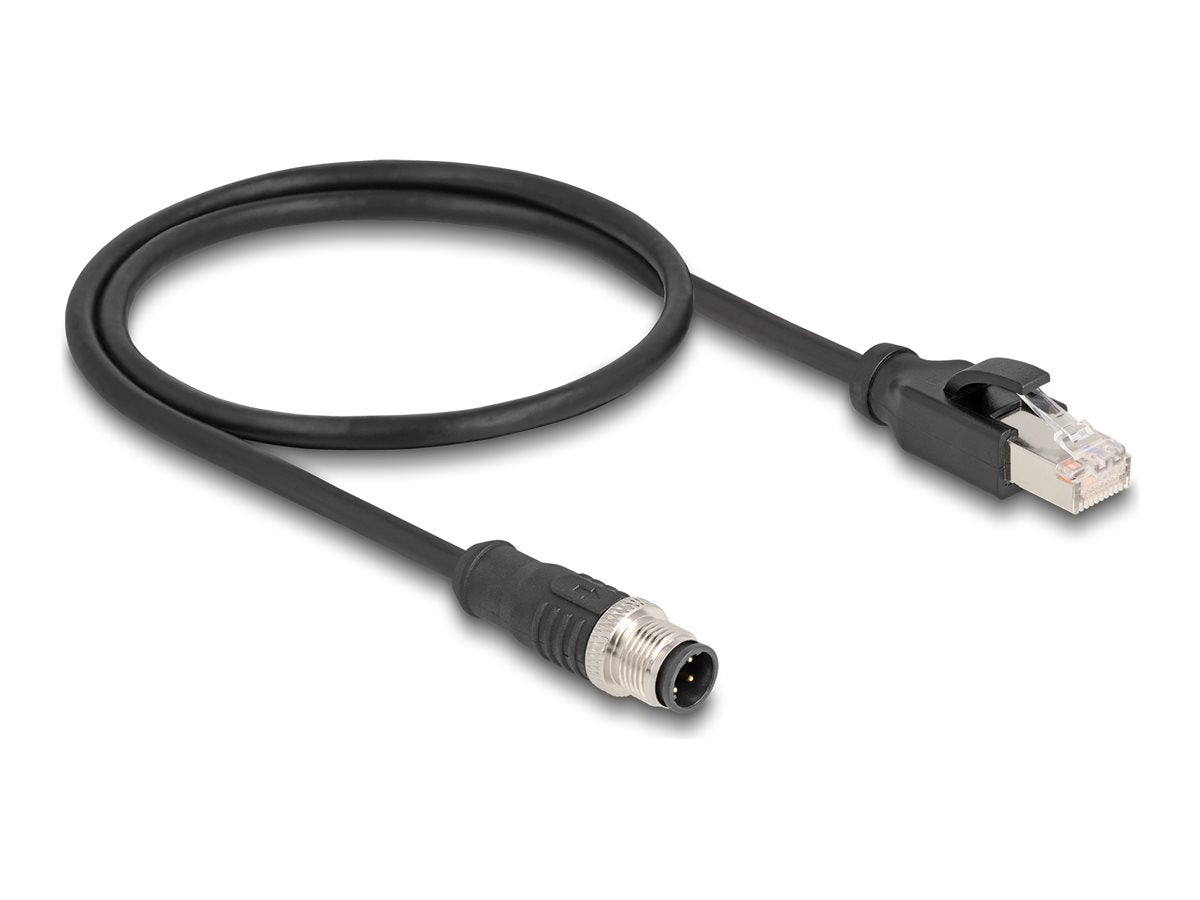 DELOCK M12 Adapterkabel D-kodiert 4 Pin Stecker zu RJ45 Stecker 50cm - Vorderansicht