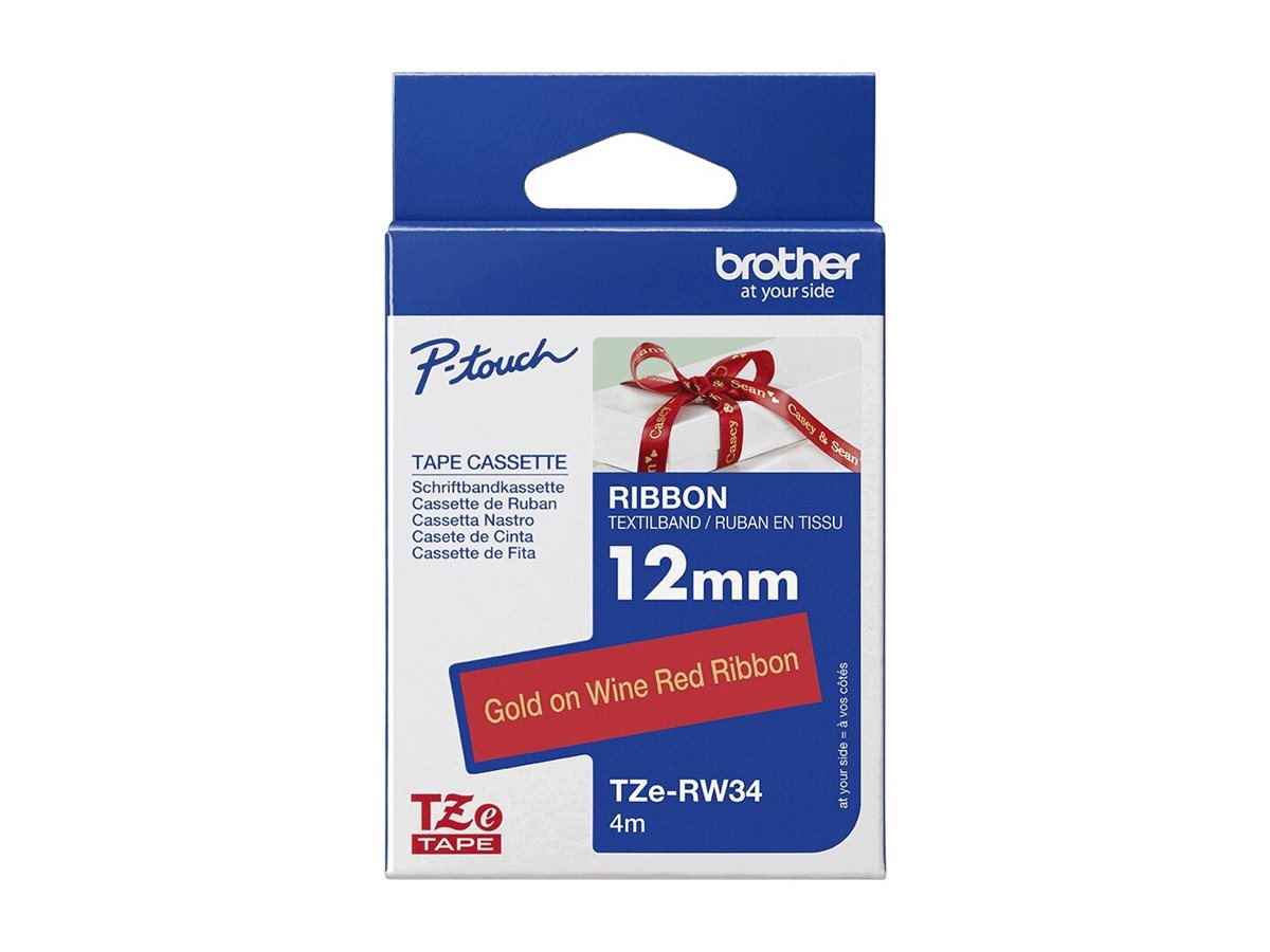 BROTHER textile tape gold/red 12mm/4m Vorderansicht