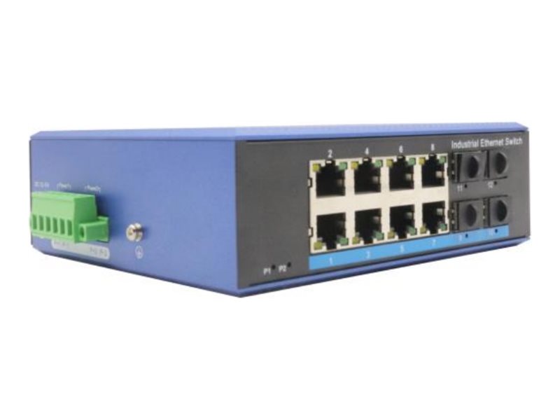 DIGITUS Industrial 8+2-Port Gigabit Ethernet PoE Switch - Vorderansicht