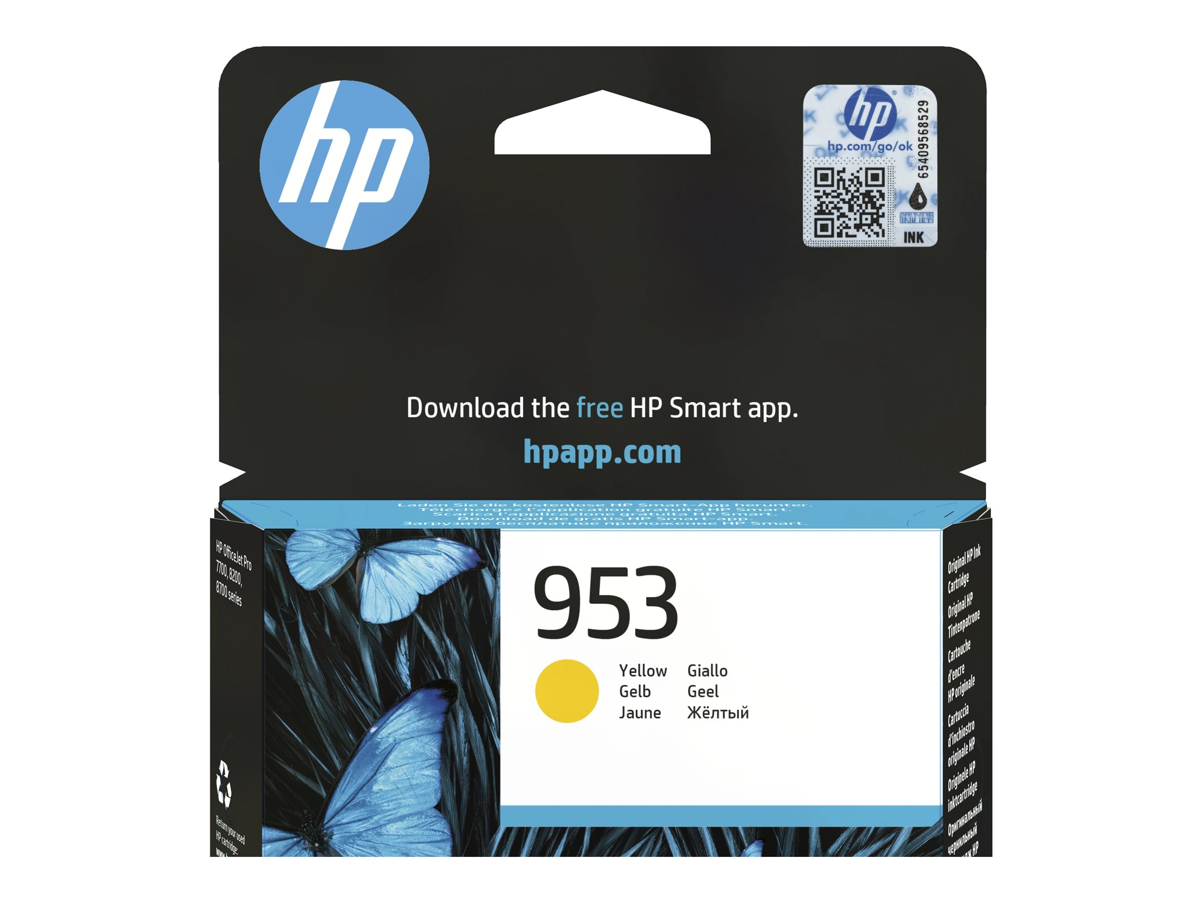 HP 953 original Ink cartridge F6U14AE BGX Yellow Vorderansicht