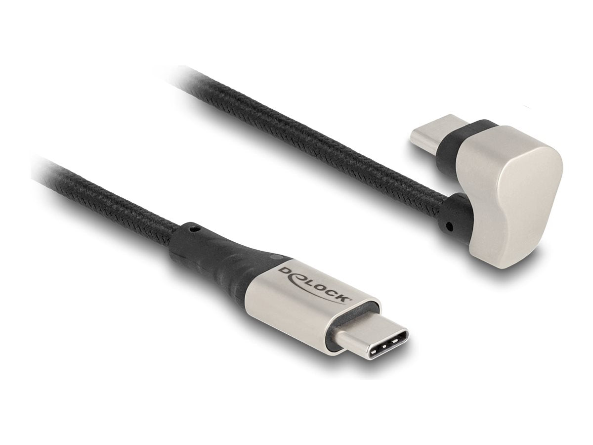 DELOCK USB 2.0 Kabel USB Type-C Stecker zu Stecker 180 gewinkelt 1m PD 60 W - Vorderansicht