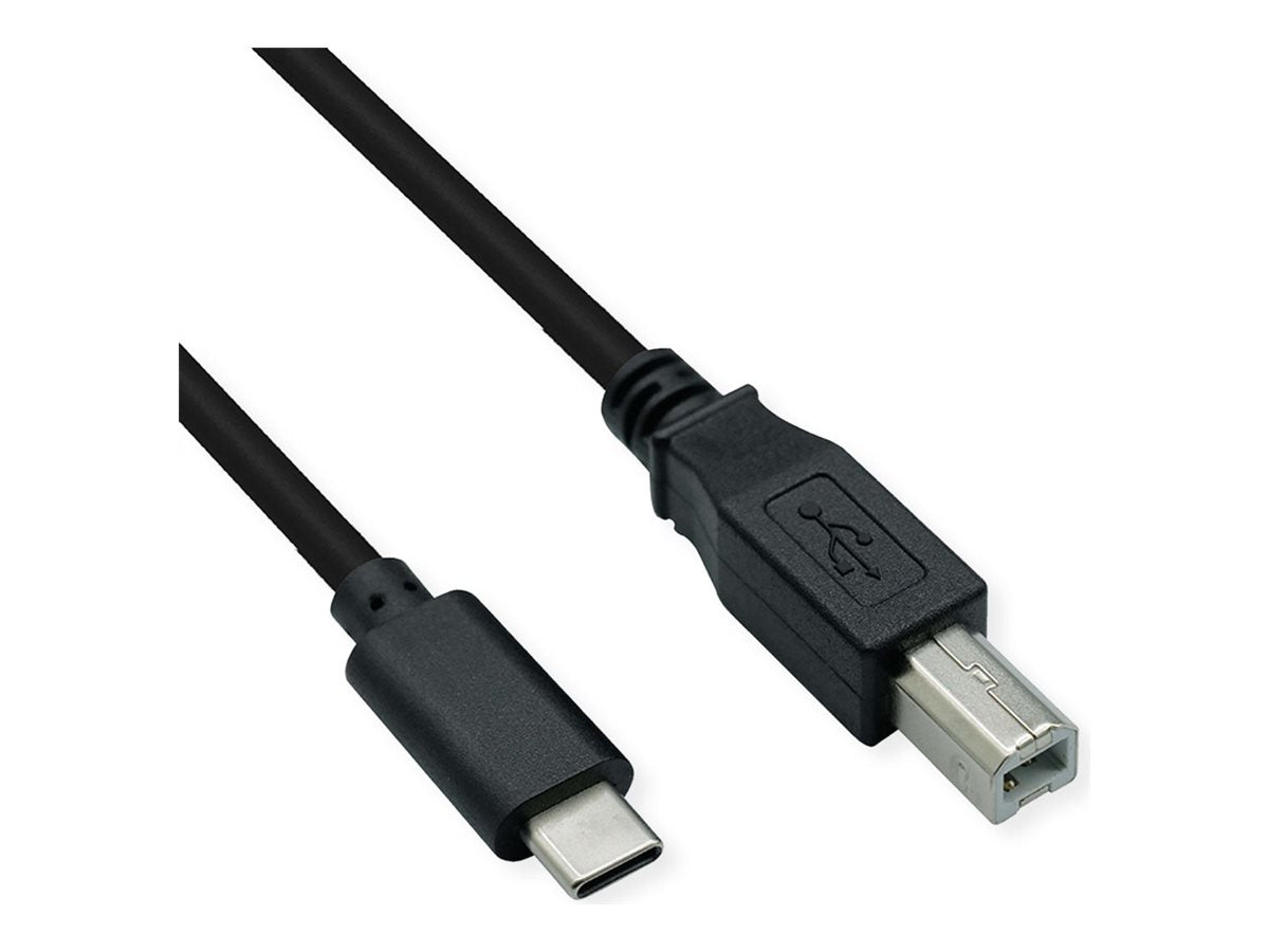 ROLINE USB 2.0 Typ C Kabel C - B ST/ST schwarz 4,5m - Vorderansicht
