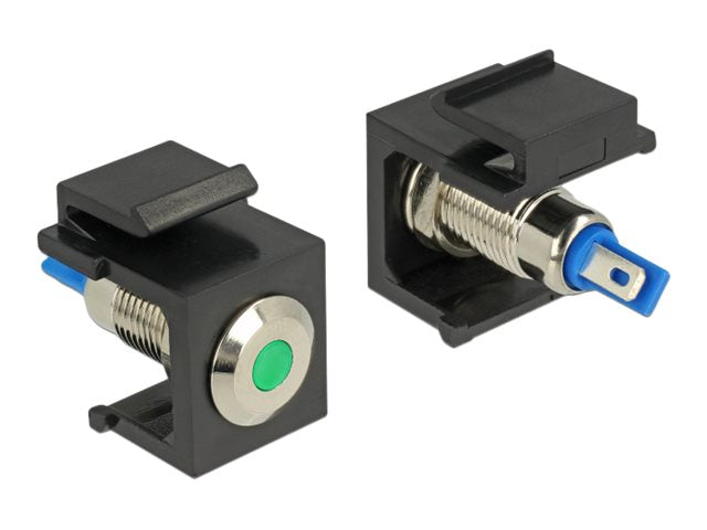 DELOCK Keystone LED grün 6 V flach schwarz Vorderansicht