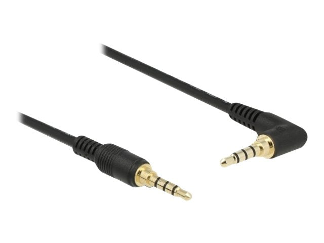 DELOCK Klinkenkabel 3,5 mm 4 Pin Stecker gewinkelt 2 m schwarz - Verpackung