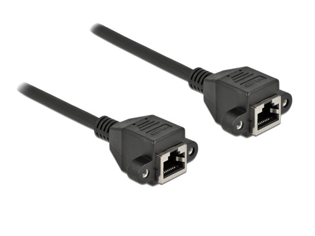 DELOCK Netzwerk Verlängerungskabel S/FTP RJ45 Buchse zu RJ45 Buchse Cat.6A 50cm schwarz - Verpackung