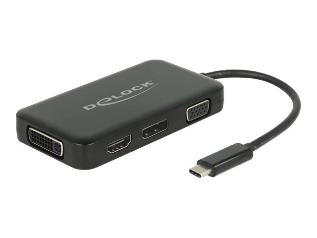 DELOCK Adapter USB Type-C Stecker > VGA / HDMI / DVI / DisplayPort Buchse schwarz - Vorderansicht