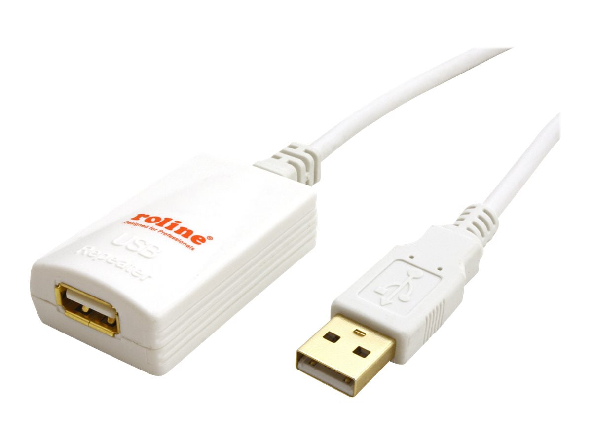 ROLINE USB 2.0 Verlängerung weiss 5m - Vorderansicht