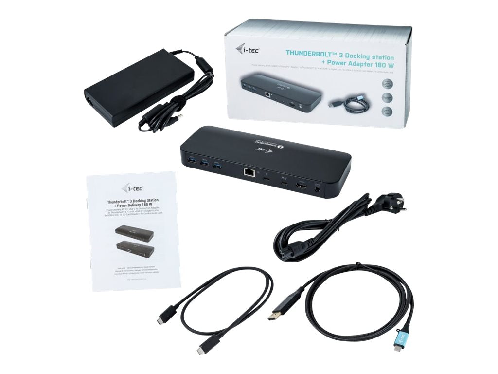 I-TEC Thunderbolt3 Dual 4K Docking Station 2x 4K oder 1x 5K 2x TB3 1x HDMI 1x GLAN 5x USB 3.0 1x SD Kartenleser 1x Audio/Mic 85W PD