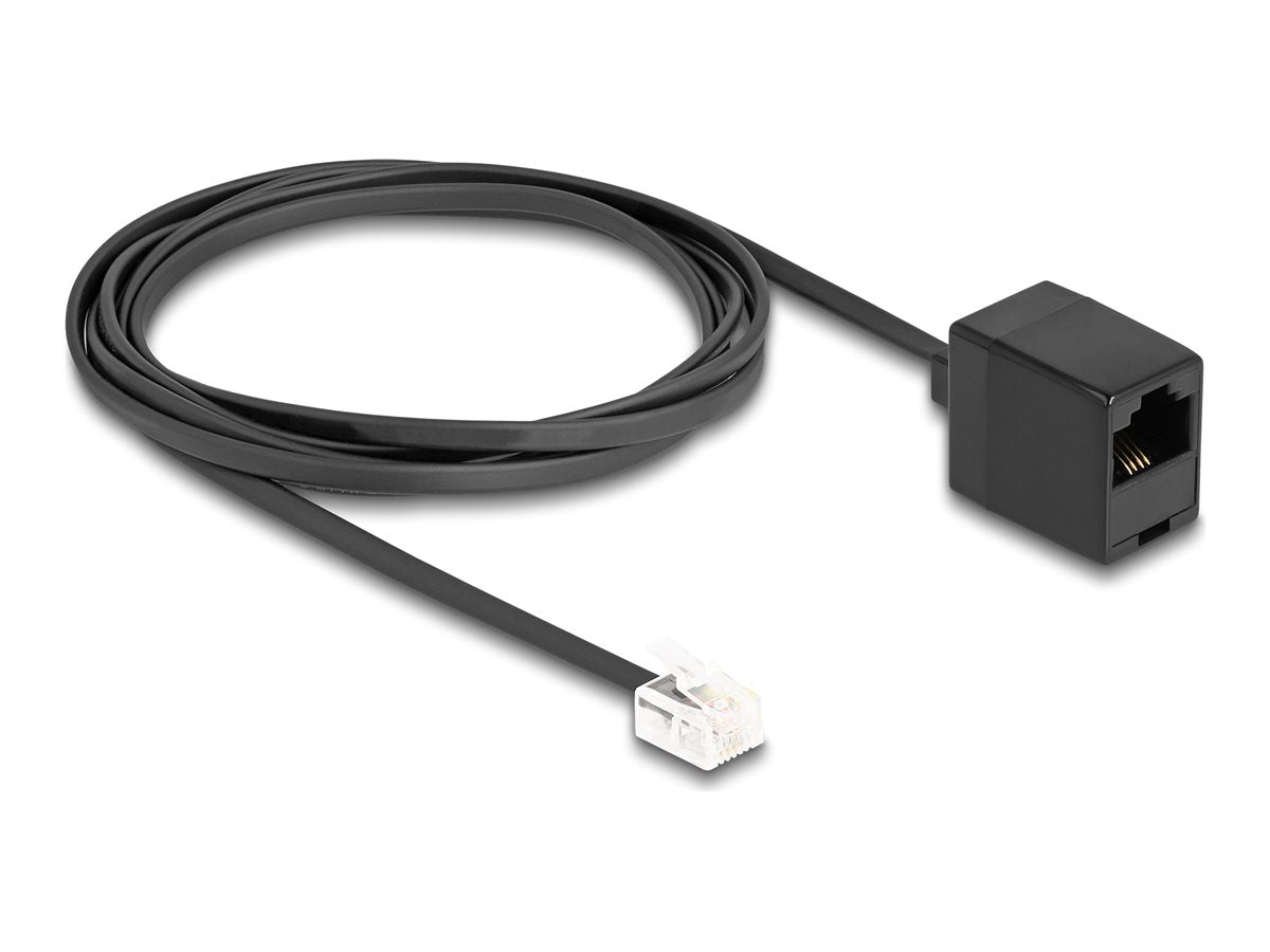 DELOCK Telefonkabel RJ11 Stecker zu RJ45 Buchse schwarz 2m - Vorderansicht