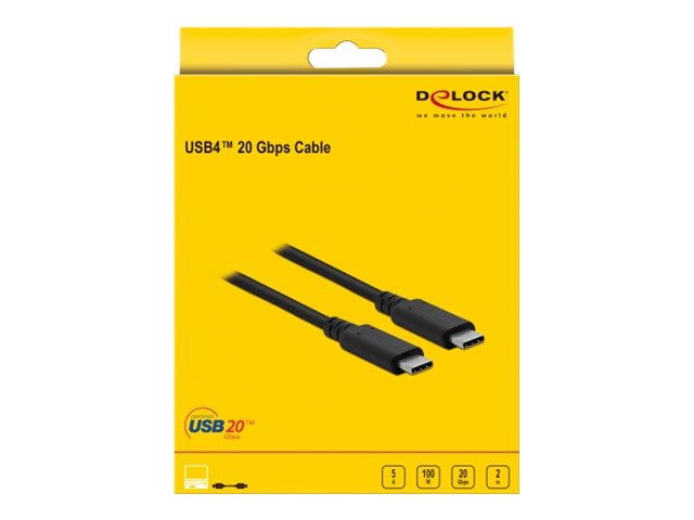 DELOCK USB4 20 Gbps Kabel 2m Vorderansicht