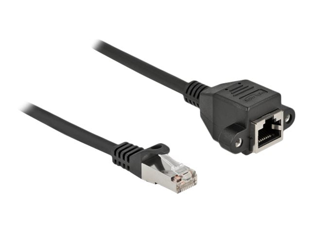 DELOCK Netzwerk Verlängerungskabel S/FTP RJ45 Stecker zu RJ45 Buchse Cat.6A 2m schwarz - Vorderansicht